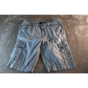Guess Cargo Shorts Mens 32 Blue Lightweight Utility Pocket Button Outdoor Summer